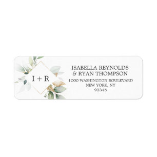 Étiquette Feuille Foliage Gold Aquarelle MARIAGE retour