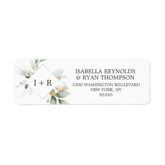 Étiquette Feuille Foliage Gold Aquarelle MARIAGE retour (Devant)