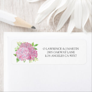 Étiquette Feuille rose Hydrangea Mariage floral