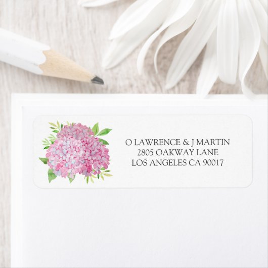 Étiquette Feuille rose Hydrangea Mariage floral (En situation)