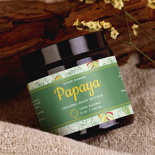 Étiquette Feuille Tropical Cosmétique Jar Wrap-Aro