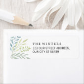 Étiquette Feuilles aquarelle en Mariage teintes vertes (En situation)