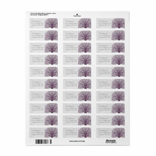 Étiquette Feuilles automnales Purple & Grey Tree Adresse de  (Feuille entière)