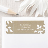 Étiquette Feuilles Botaniques Blanches Mariage Simple Rustiq (En situation)
