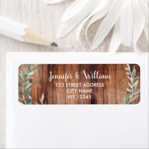 Étiquette Feuilles d'aquarelle sur mariage de bois de grange