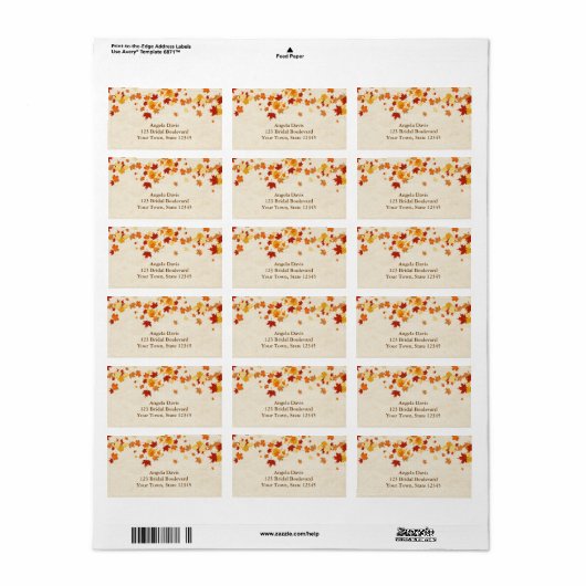 Étiquette Feuilles d'automne (Feuille entière)