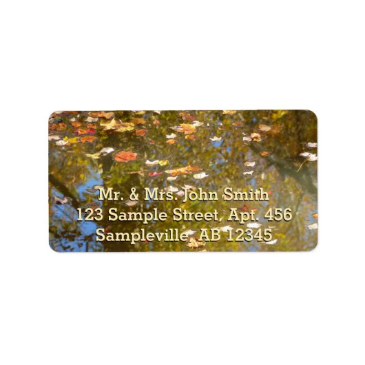 Étiquette Feuilles d'automne et reflet du ruisseau à Greenbe (Devant)