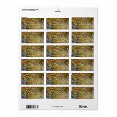 Étiquette Feuilles d'automne et reflet du ruisseau à Greenbe (Feuille entière)
