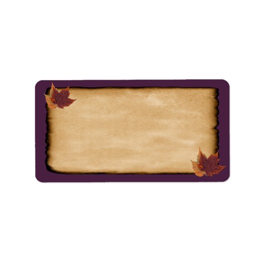 Étiquette Feuilles d'automne, Papier vieilli REGARDER Étique (Devant)