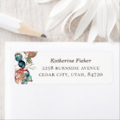 Étiquette Feuilles de baies à l'aquarelle | Adresse de maria (En situation)