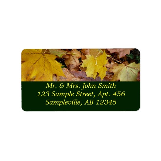 Étiquette Feuilles de érable tombées Jaune Automne Nature (Devant)