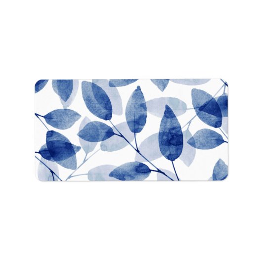 Étiquette Feuilles de l'aquarelle Indigo (Devant)