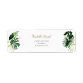 Étiquette Feuilles de Monstera vertes et dorées tropicales R (Devant)