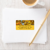 Étiquette Feuilles d'érable jaune et ciel bleu (En situation)