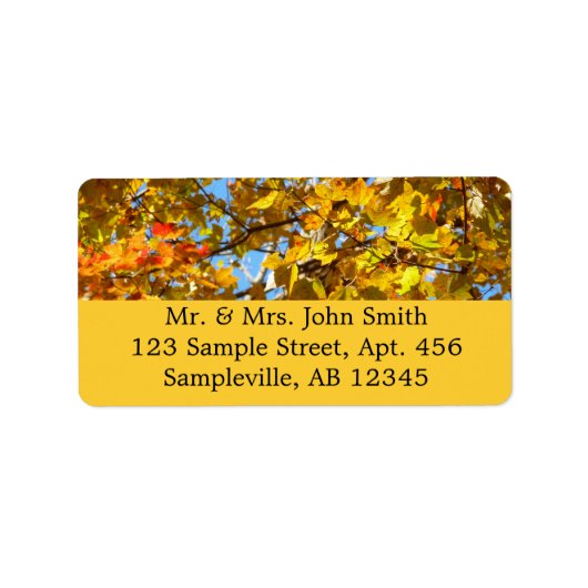 Étiquette Feuilles d'érable jaune et ciel bleu (Devant)