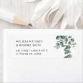 Étiquette Feuilles d'eucalyptus simples à l'aquarelle | Mar (En situation)