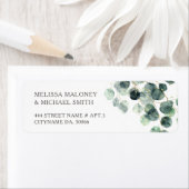 Étiquette Feuilles d'eucalyptus simples à l'aquarelle |  Mar (En situation)