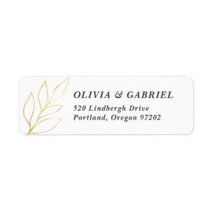 Étiquette Feuilles d'or Elegant Mariage aéré Adresse de reto