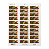 Étiquette Feuilles et fleurs tropicales abstraites (Feuille entière)