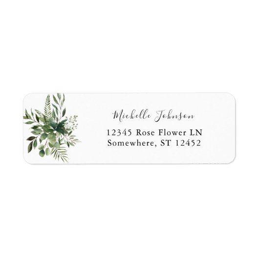 Étiquette Feuilles & Eucalyptus Rustic Adresse de retour (Devant)