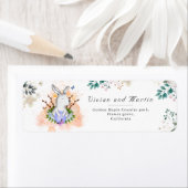 Étiquette Feuilles floraux et Orange Bunny adresse de retour (En situation)