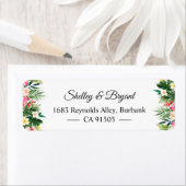 Étiquette Feuilles floraux tropicaux d'été personnalisés (En situation)