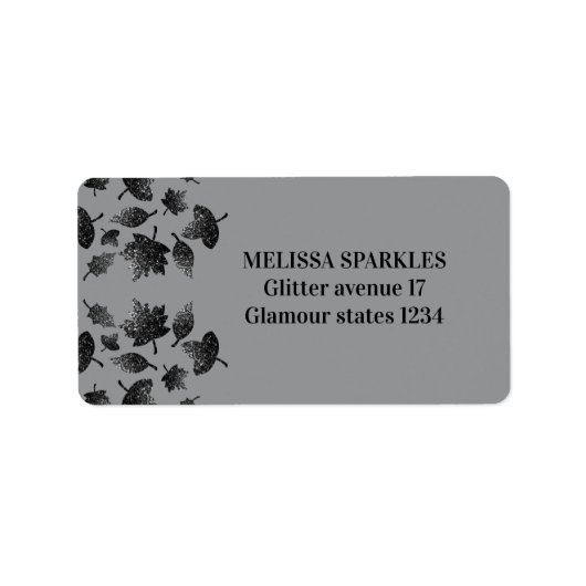 Étiquette Feuilles gris brillant en argent automne motif d'a (Devant)