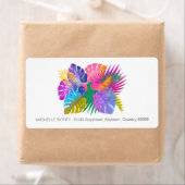 Étiquette Feuilles tropicaux colorés ID575 (En situation)