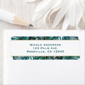 Étiquette Feuilles Turquoises verts tropicaux Élégant Mariag (En situation)