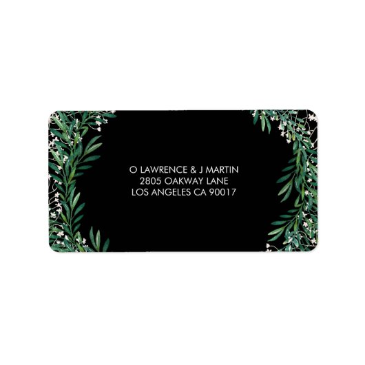 Étiquette Feuilles verdoyants & Florets Noirs (Devant)