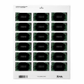 Étiquette Feuilles verdoyants & Florets Noirs (Feuille entière)