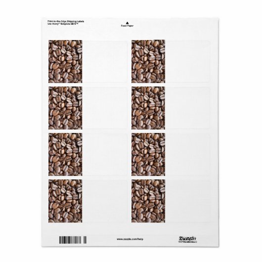 Étiquette Fèves de café (Feuille entière)