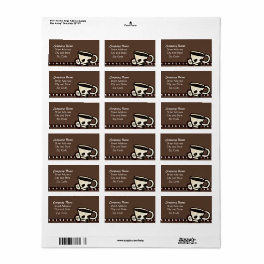 Étiquette Fèves de café (Feuille entière)