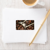 Étiquette Fèves de café et Scoop (En situation)