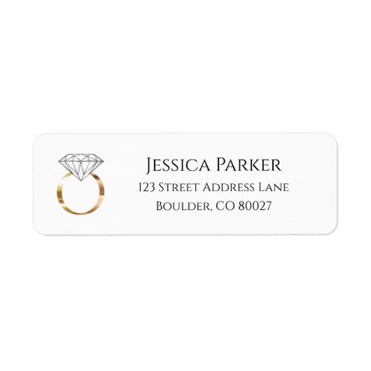 Étiquette Fiançailles Mariage de bague diamant Adresse de re (Devant)