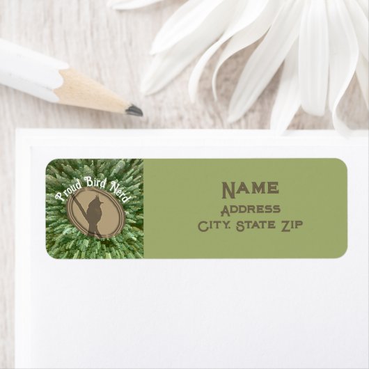 Étiquette Fier Oiseau Nerd Silhouette Brown Oiseau vert (En situation)