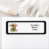 Étiquette Fiesta Cactus avec guitare et poivrons dansants (En situation)