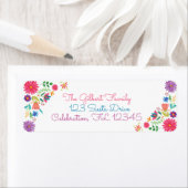 Étiquette Fiesta Mexicaine Aquarelle Florale Anniversaire qu (En situation)