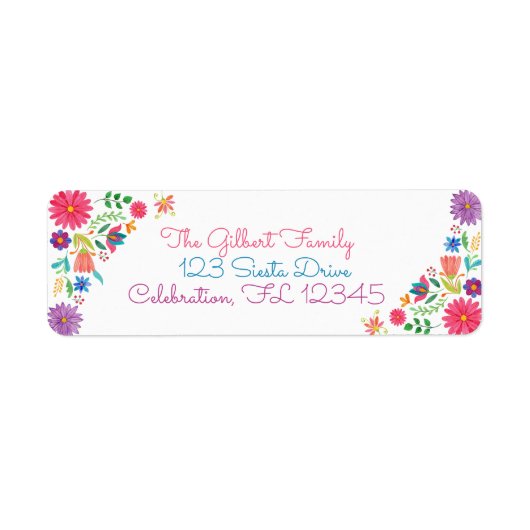 Étiquette Fiesta Mexicaine Aquarelle Florale Anniversaire qu (Devant)