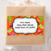 Étiquette Fiesta Party Sombrero Cactus Lims Peppers Maracas (En situation)