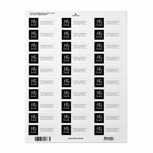 Étiquette Fifty and Fabulous Bold Script 50th Birthday Party (Feuille entière)