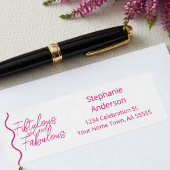 Étiquette Fifty and Fabulous Pink Script