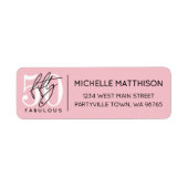 Étiquette Fifty Fabulous Pink 50th Birthday Return Address (Devant)
