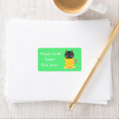 Étiquette Fille chat dans la tasse mignonne livre de nom éti (En situation)