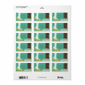 Étiquette Fille Chaussures et Baskets Mariage illustré (Mint (Feuille entière)