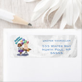 Étiquette Fille d'anniversaire avec gâteau et ballons (En situation)