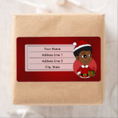 Étiquette Fille de Noël avec un dessin animé afro (En situation)