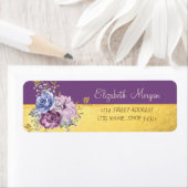 Étiquette Fille Élégante, Or, Fleurs violettes (En situation)