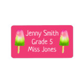 Étiquette Fille framboise popsicles nom école livre étiquett (Devant)