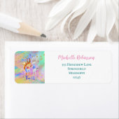 Étiquette Fille mignonne rose violet Bleu Forêt Animation (En situation)